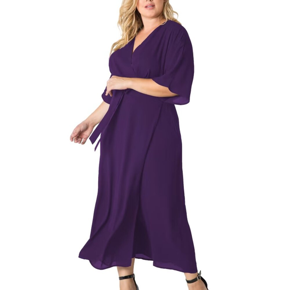 NWT Standards & Practices Olivia Purple Kimono Wrap Maxi Dress XL
